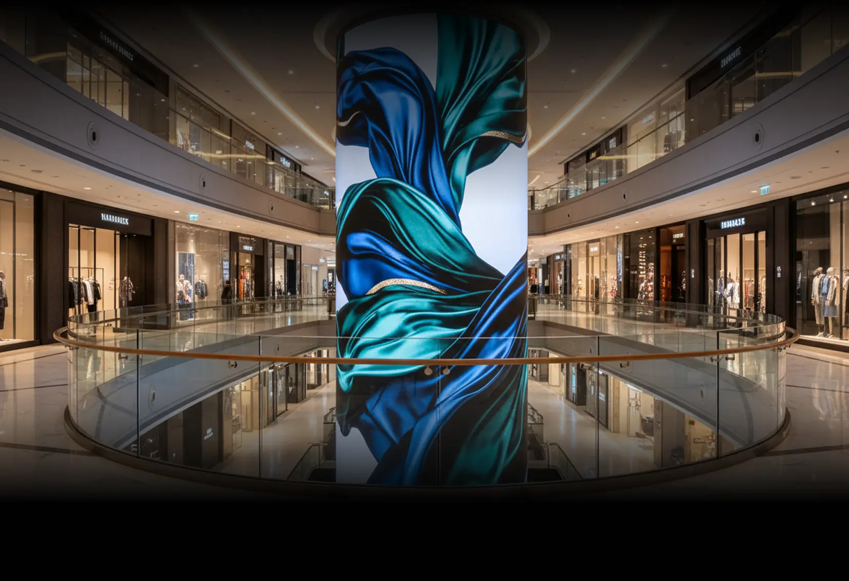 123 Everglow LED Luxury Mall Indoor LED Curve Large LED Pillar Display